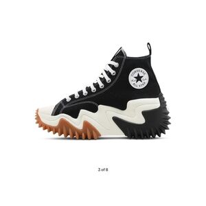 Converse Black and White High-Tops with Brown Sole